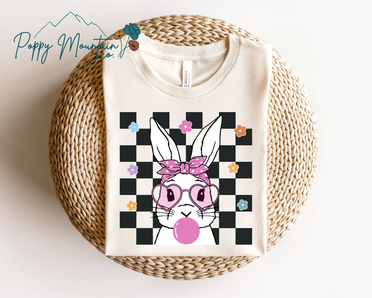 KIDS Checkered Bubblegum Bunny Tee