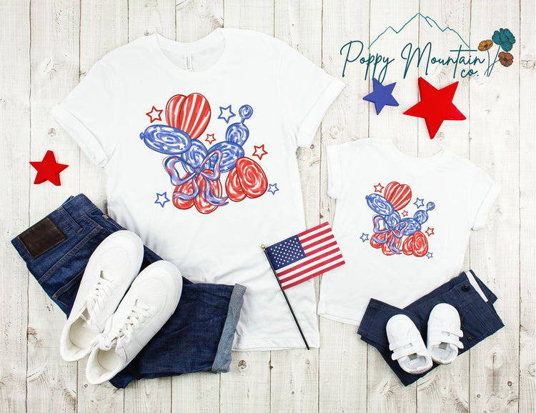 Airbursh Patriotic Balloon Dog Tee