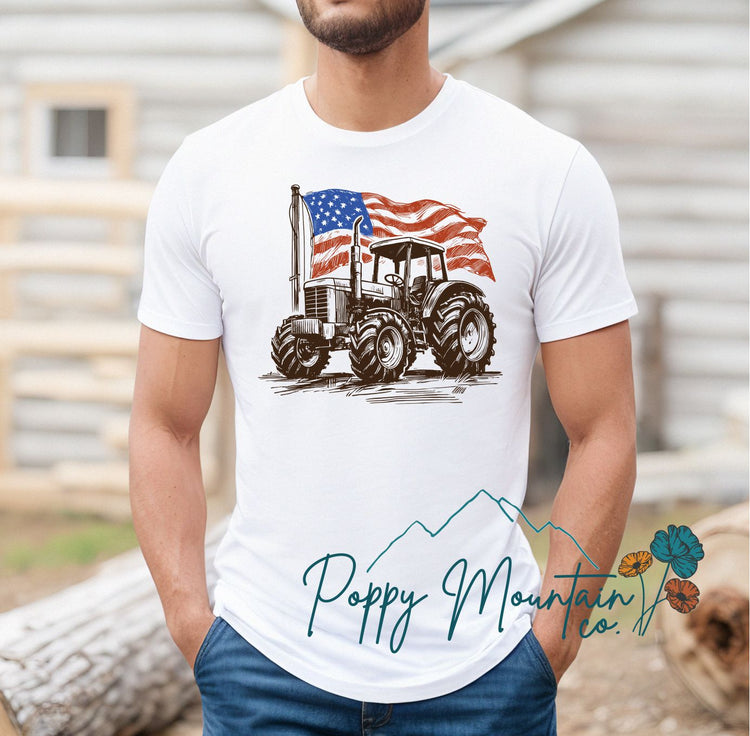 American Flag Tractor Tee