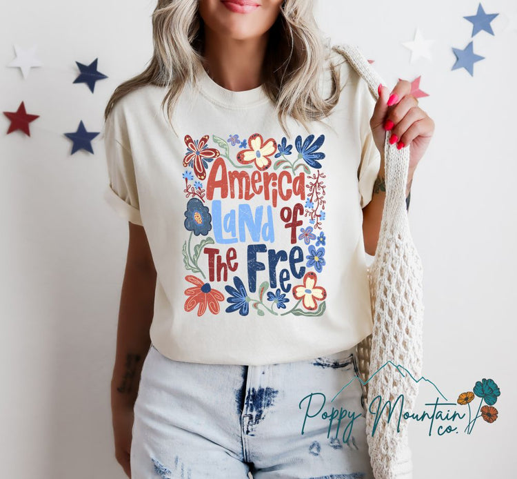 Boho America Land of the Free Tee