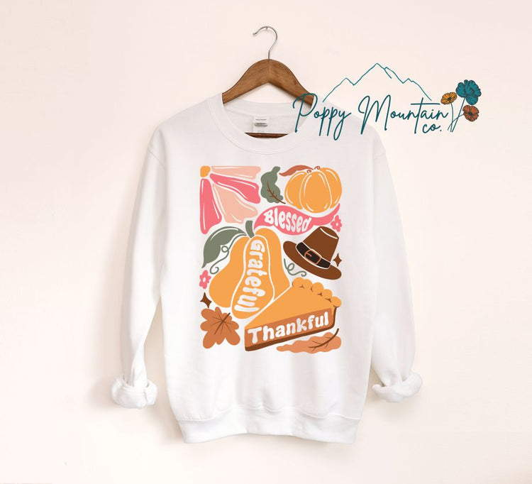 Boho Thankful Grateful Blessed Tee