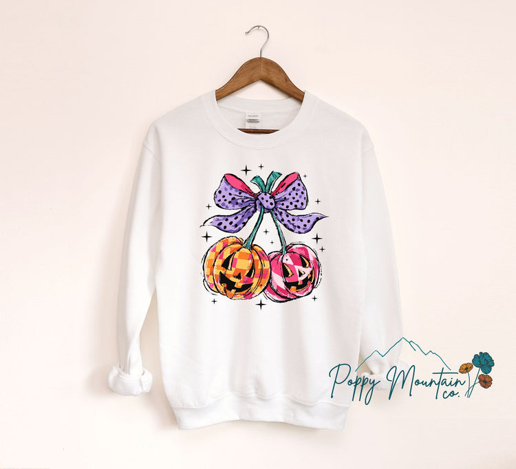 Bright Checkered Jack O Lantern Cherries Tee