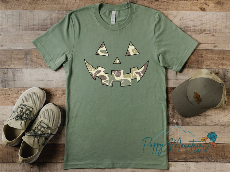 KIDS Camo Pumpkin Face Tee