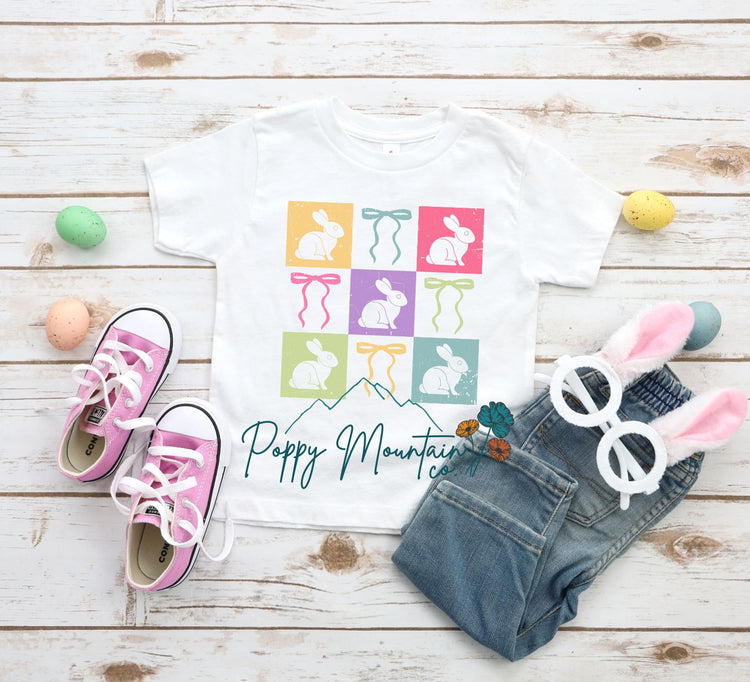 Colorful Bunny Bow Collage Tee