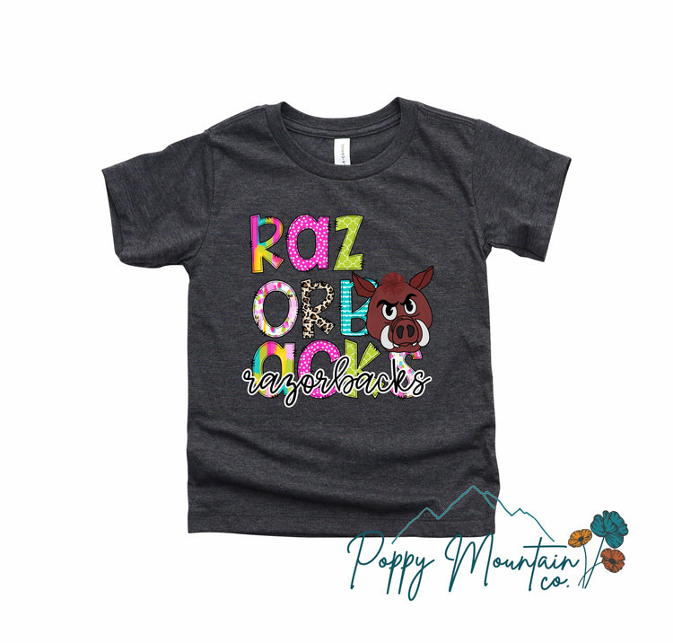 Colorful Razorbacks Tee