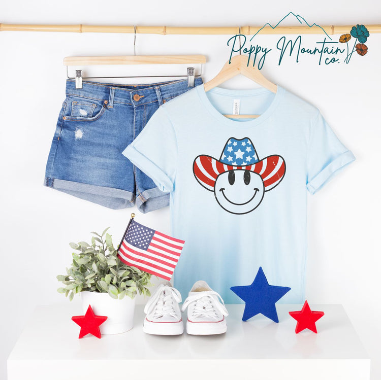 KIDS Patriotic Cowboy Smiley Tee