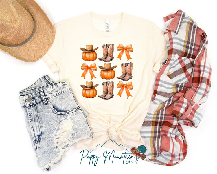 KIDS Cowgirl Pumpkin Bows Tee