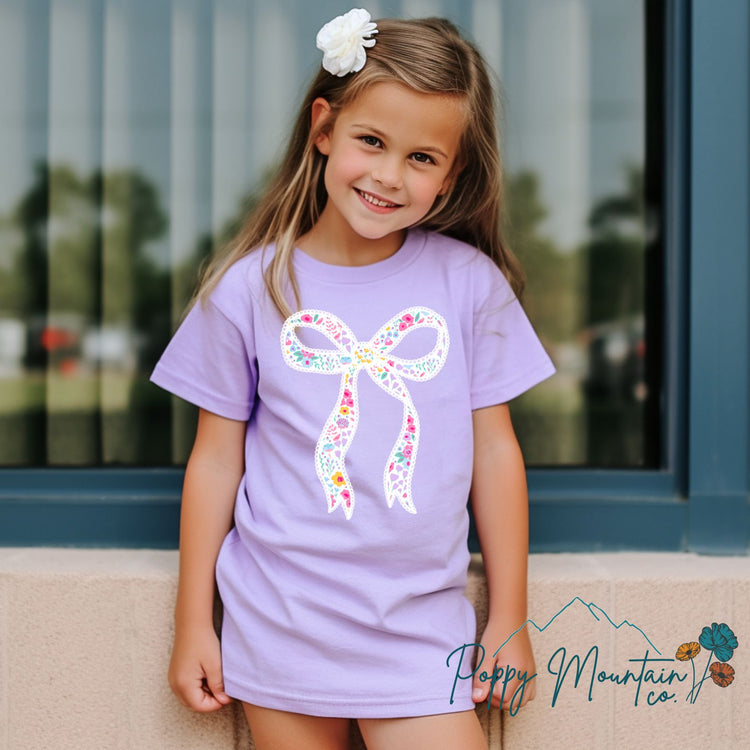 Floral Lace Bow Tee