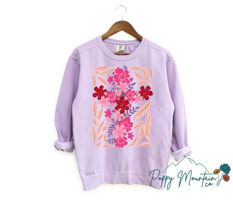 Floral Pink Cross Tee
