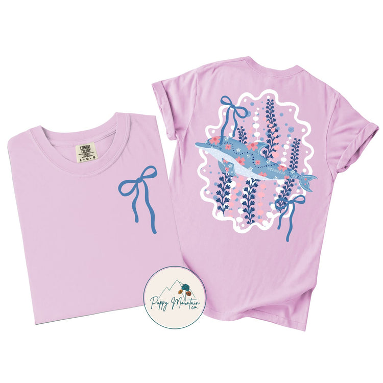 Floral Dolphin Bow Tee