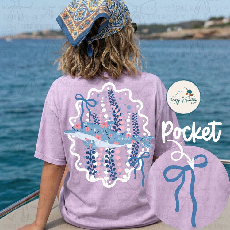 KIDS Floral Dolphin Bow Tee