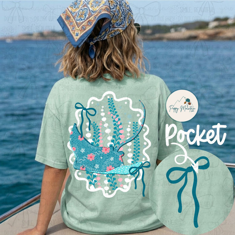 KIDS Floral Stingray Bow Tee