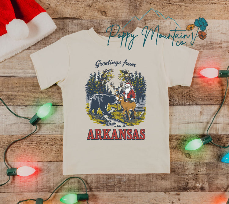 Greetings from Arkansas Santa Tee