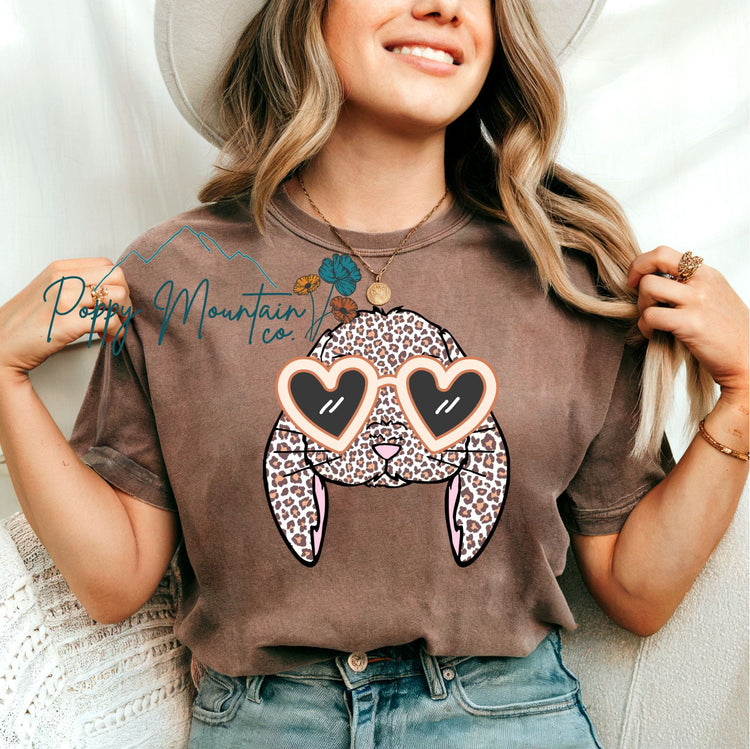KIDS Heart Glasses Leopard Bunny Tee
