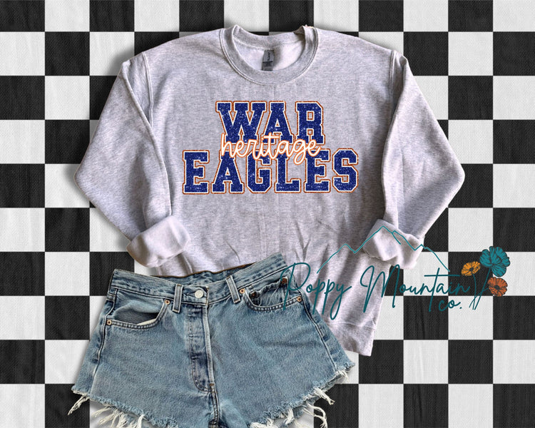 Faux Glitter Heritage War Eagles Tee