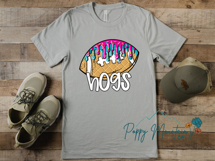 KIDS Hogs Drip Football Tee