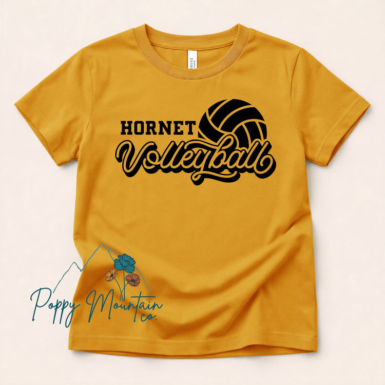 Hornets Volleyball Retro Script Tee