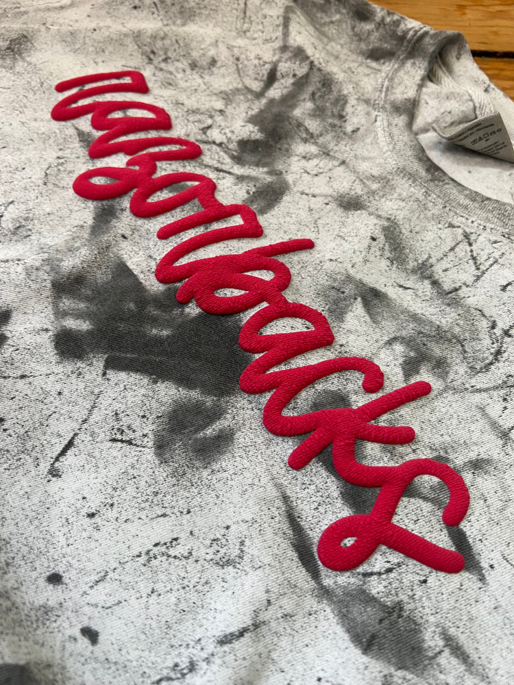 Red Puffy Print Razorbacks Tee