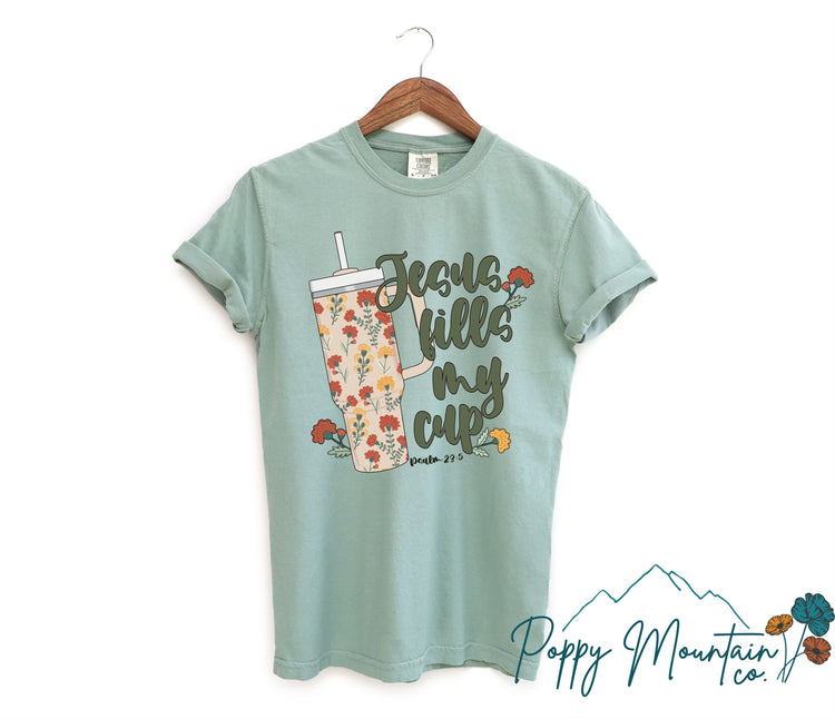 Floral Jesus Fills My Cup Tee
