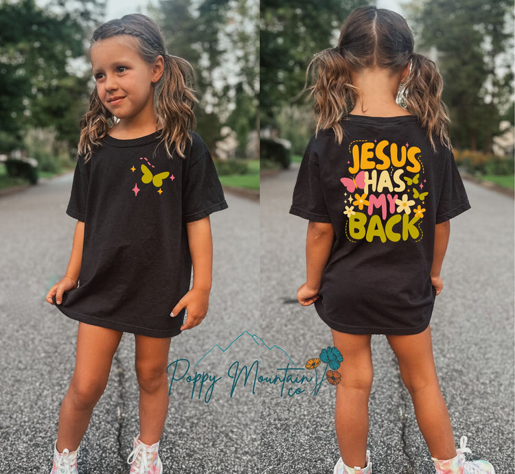 KIDS Jesus Has My Back Butterfly Tee
