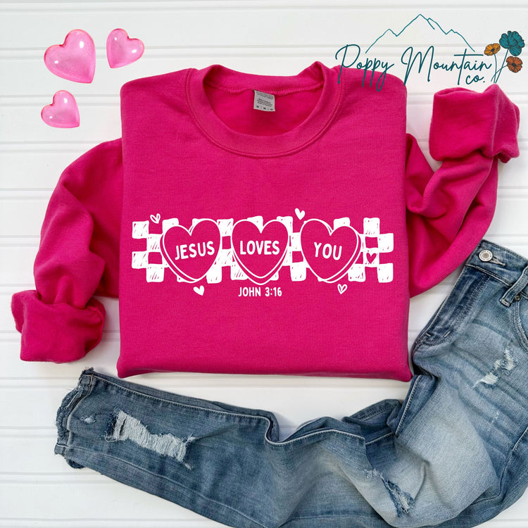 Jesus Loves You Hearts Tee