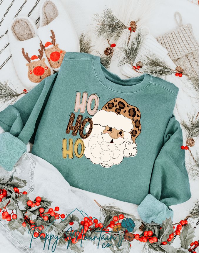 KIDS Leopard HoHoHo Santa Tee