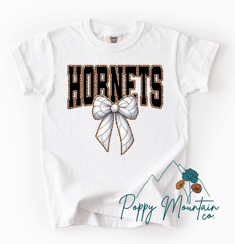 Leopard Hornets Volleyball Bow Tee