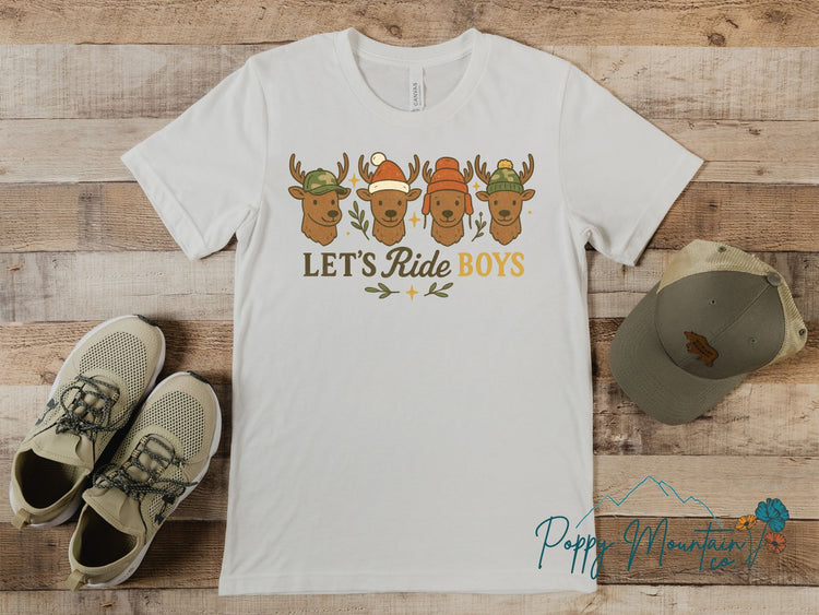 KIDS Let's Ride Boys Reindeer Tee