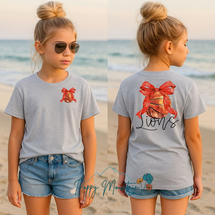 KIDS Lions Basketball Bow Tee