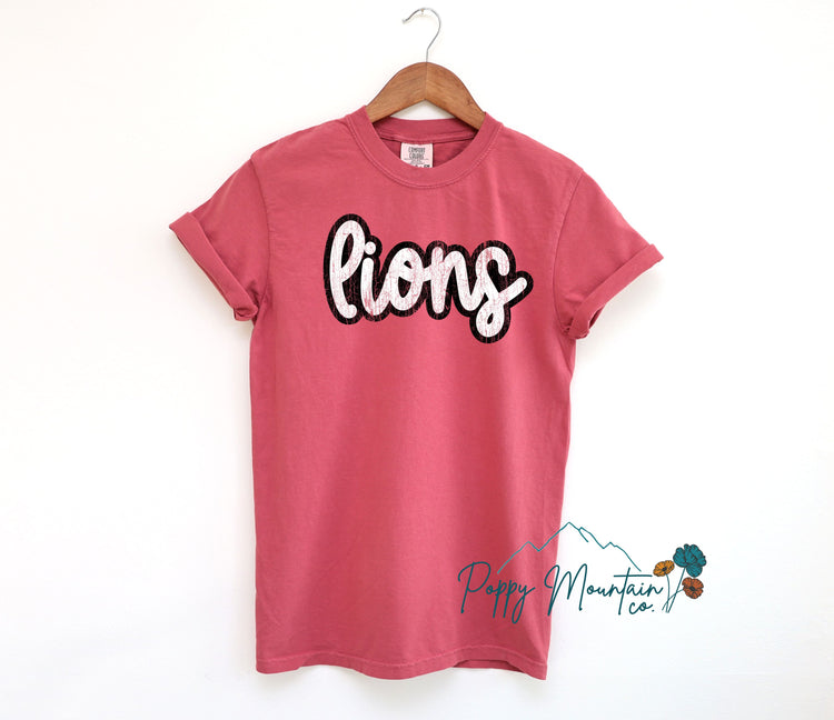 Distressed Lions Script Tee