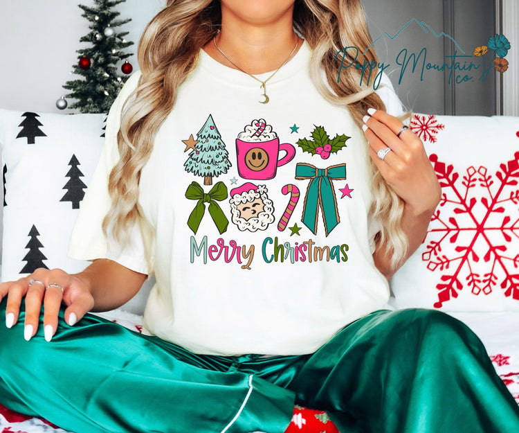 Merry Christmas Bow Collage Tee