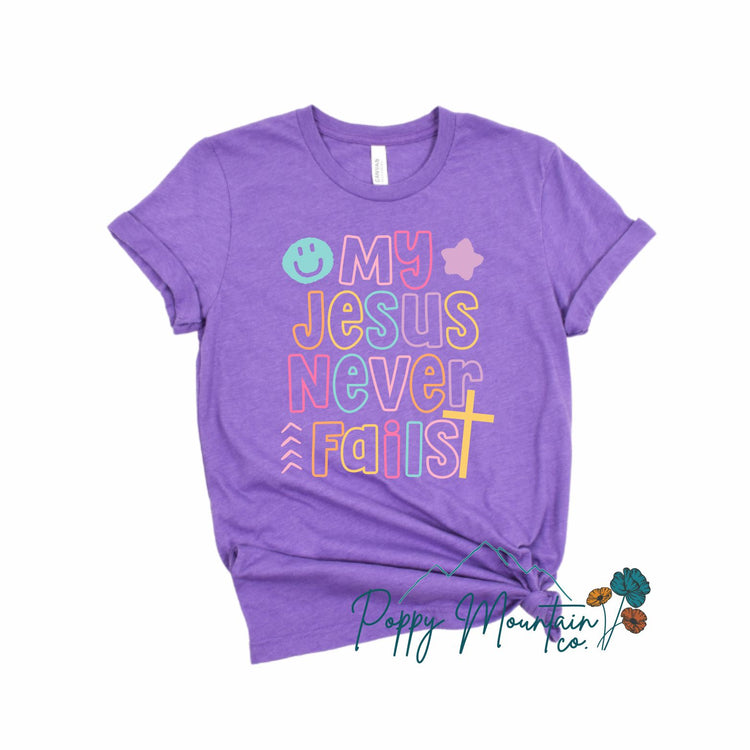 My Jesus Never Fails Smiley Tee