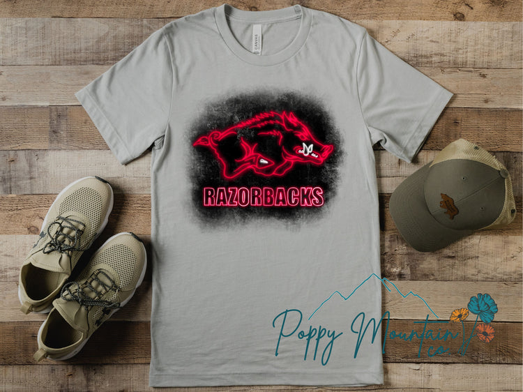 KIDS Neon Razorbacks Tee
