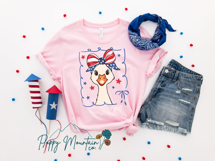 KIDS Patriotic Bow Goose Tee