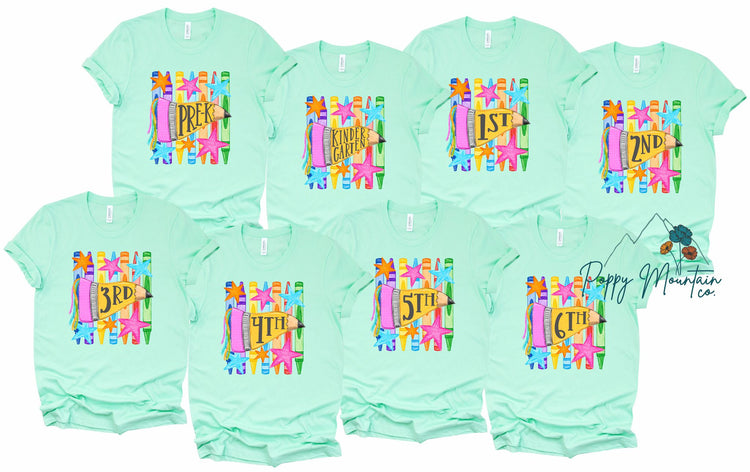 KIDS Pencil Pennant Grade Tee
