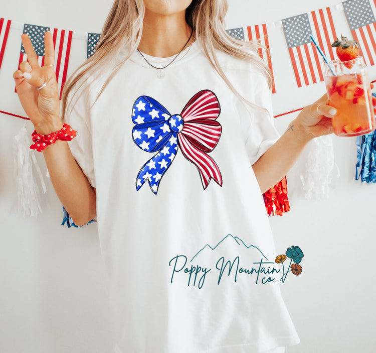 Red White Blue Bow Tee
