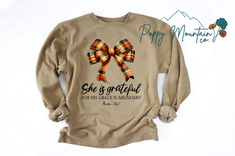 She is Grateful Bow Tee