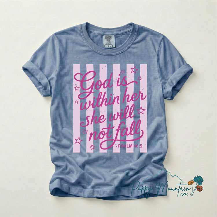 Striped God is Within Her She Will Not Fall Tee