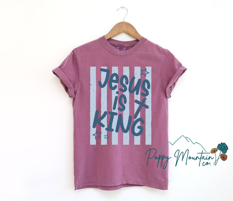 Striped Jesus is King Tee