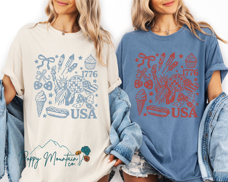 USA Disco Sketch Collage Tee