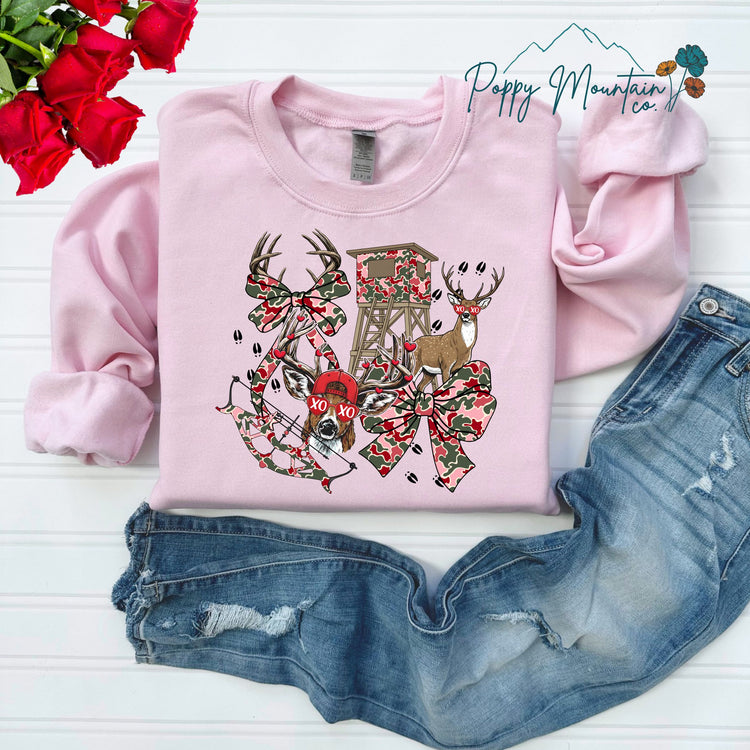 KIDS Valentines Camo Bow Collage Tee