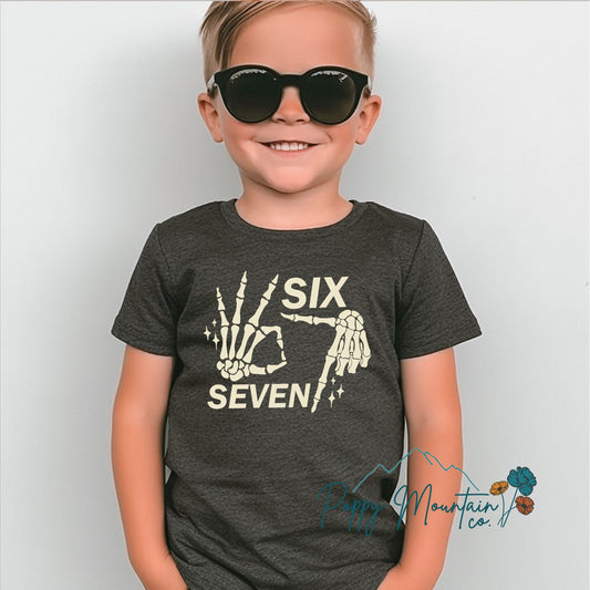 KIDS 6 7 Skeleton Hands Tee