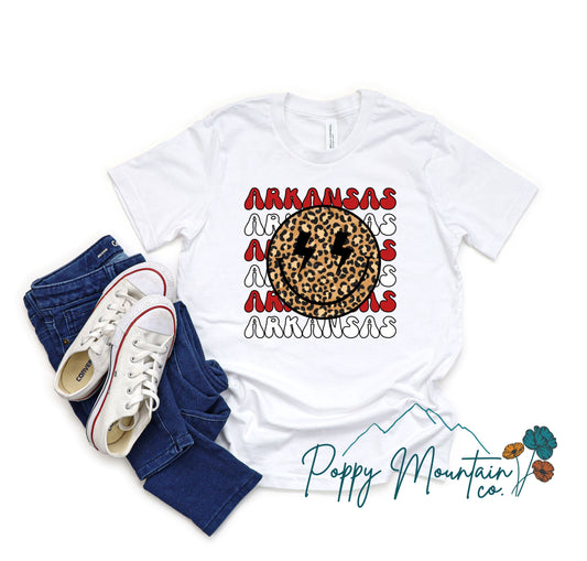 KIDS Arkansas Leopard Smiley Tee