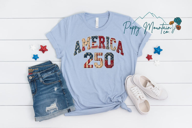 America 250 Faux Patchwork Tee