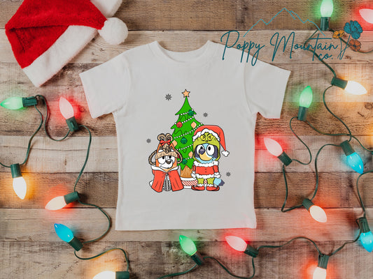 KIDS Blue Dog Christmas Tee