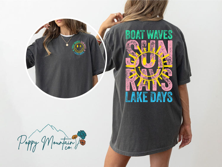 Boat Waves Sun Rays Lake Days Tee
