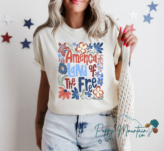 Boho America Land of the Free Tee