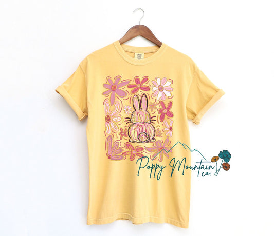 Boho Floral Bunny Tee