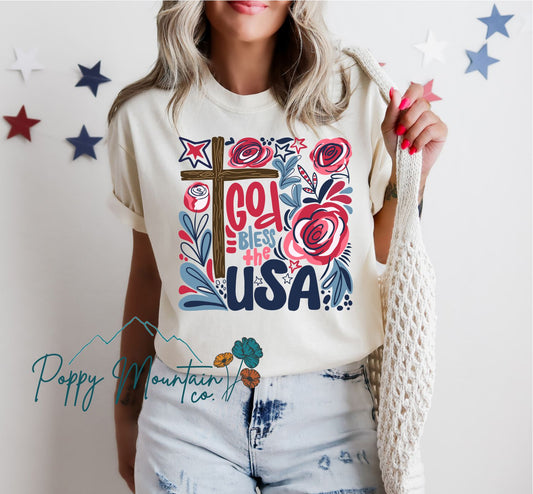 Boho God Bless the USA Tee