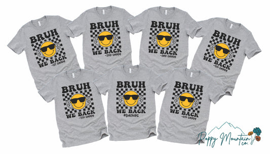 KIDS Bruh We Back Smiley Grade Tee